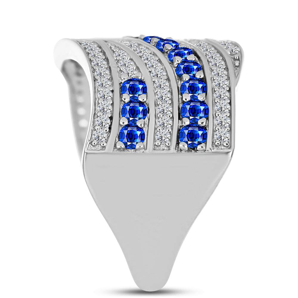 Anillo de Plata con Zafiro Azul Australiano y Topacio Blanco