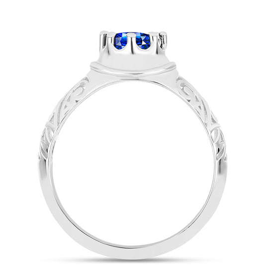 Anillo de Plata con Zafiro Azul Australiano