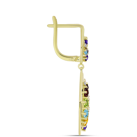 Pendientes de Plata Bañada en Oro con Granate Barton y Amatista de Marruecos