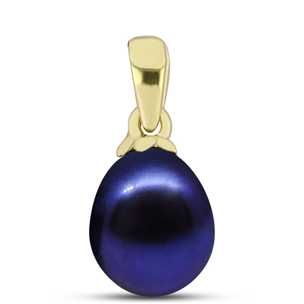 Colgante de Plata Bañada en Oro con Perla Negra Cultivada de Agua Dulce
