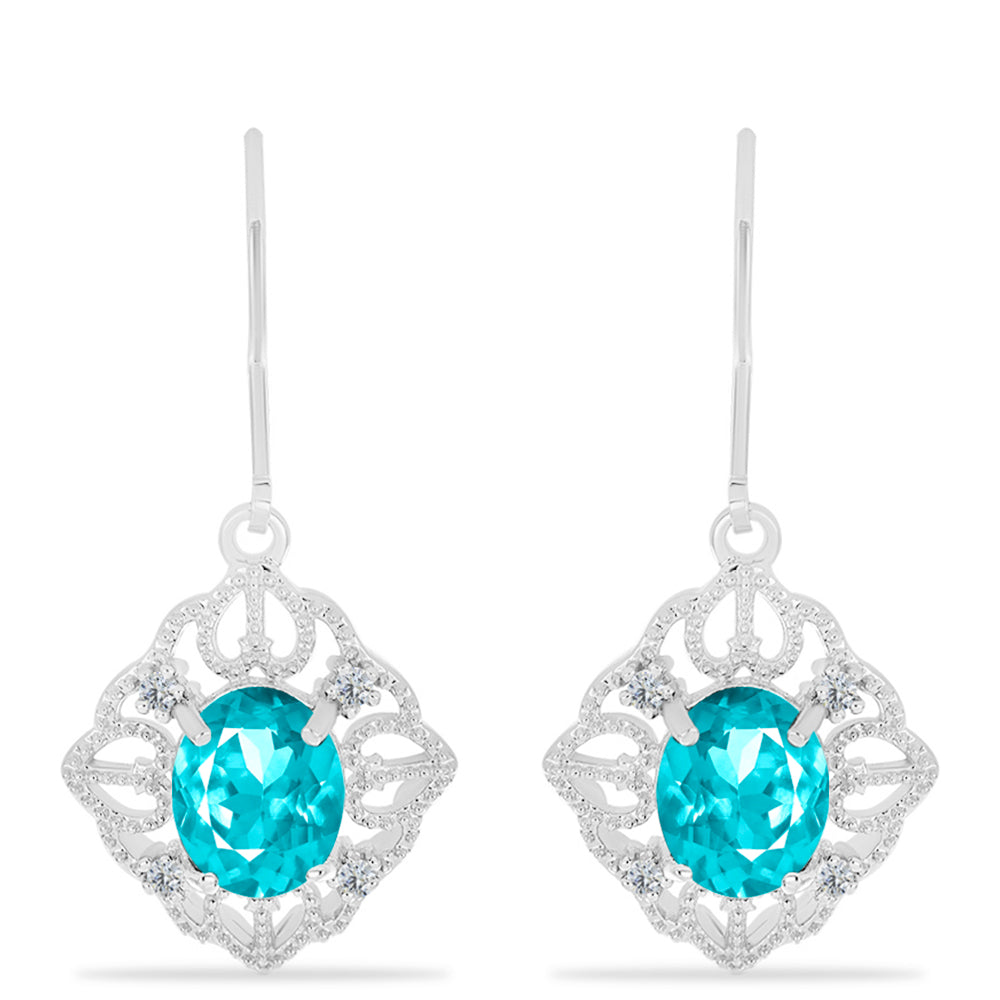 Pendientes de Plata con Cuarzo Paraiba y Topacio Blanco