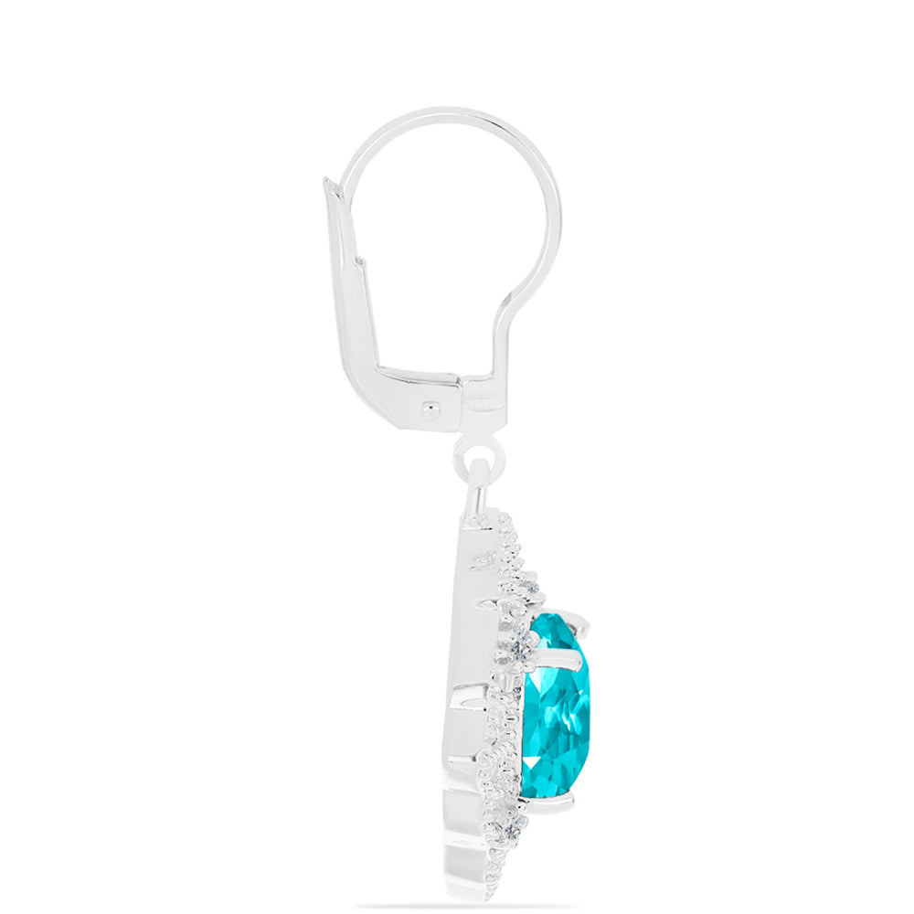 Pendientes de Plata con Cuarzo Paraiba y Topacio Blanco