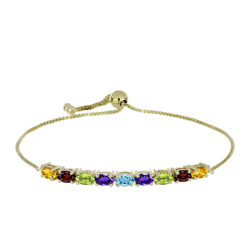 Pulsera de Plata Bañada en Oro con Granate Barton y Amatista de Marruecos 1 