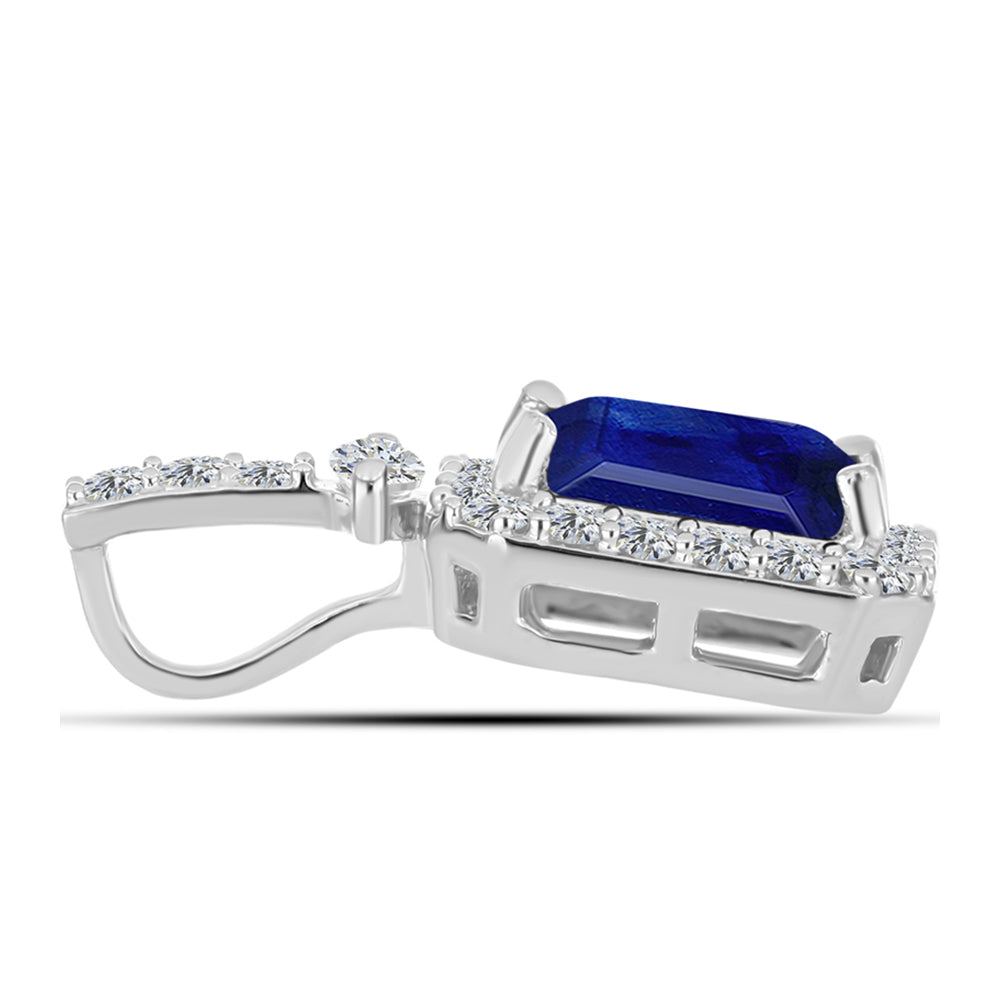 Colgante de Plata con Zafiro Azul Australiano y Topacio Blanco 2 