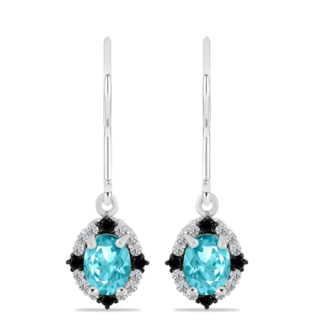 Pendientes de Plata con Cuarzo Paraiba y Espinela Negra 1 