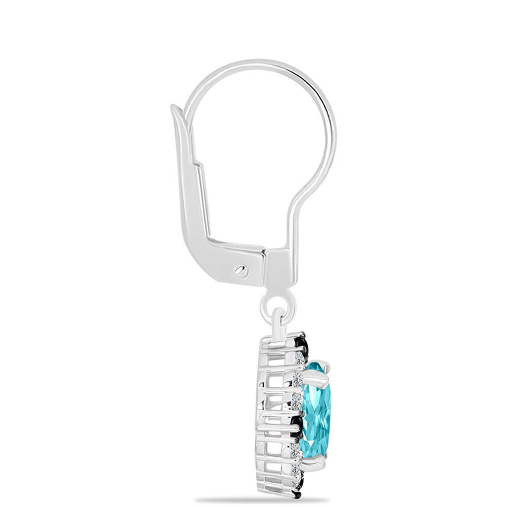Pendientes de Plata con Cuarzo Paraiba y Espinela Negra 2 