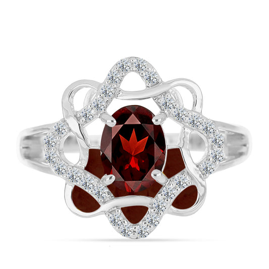 Anillo de Plata con Granate Barton y Topacio Blanco