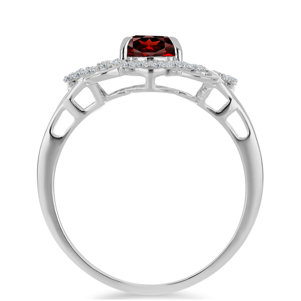 Anillo de Plata con Granate Barton y Topacio Blanco
