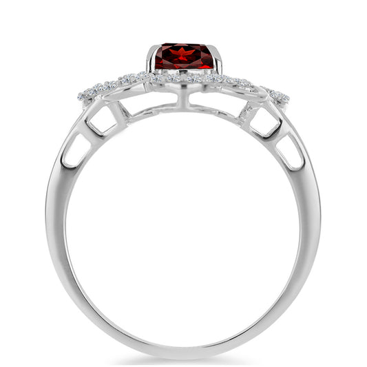 Anillo de Plata con Granate Barton y Topacio Blanco