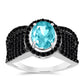 Anillo de Plata con Cuarzo Paraiba y Espinela Negra