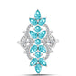 Anillo de Plata con Cuarzo Paraiba y Topacio Blanco