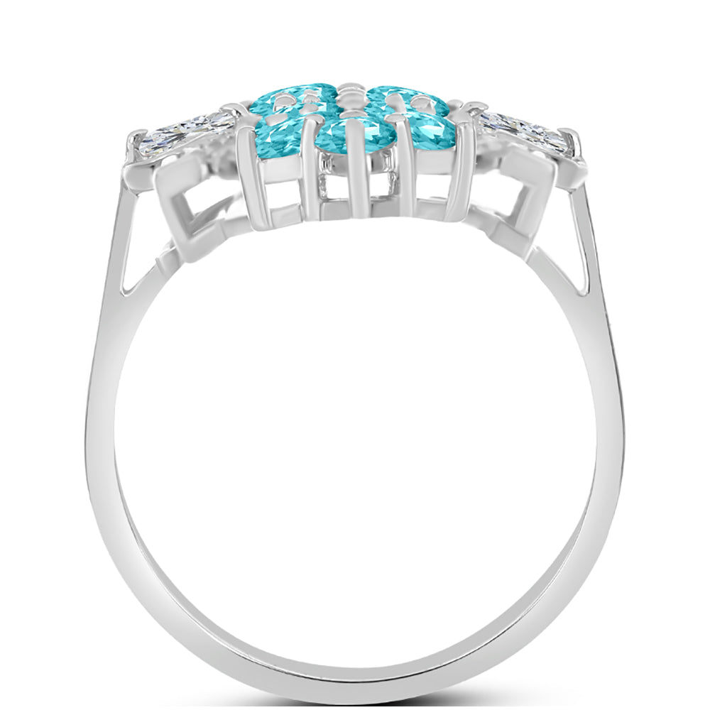 Anillo de Plata con Cuarzo Paraiba y Topacio Blanco