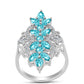 Anillo de Plata con Cuarzo Paraiba y Topacio Blanco