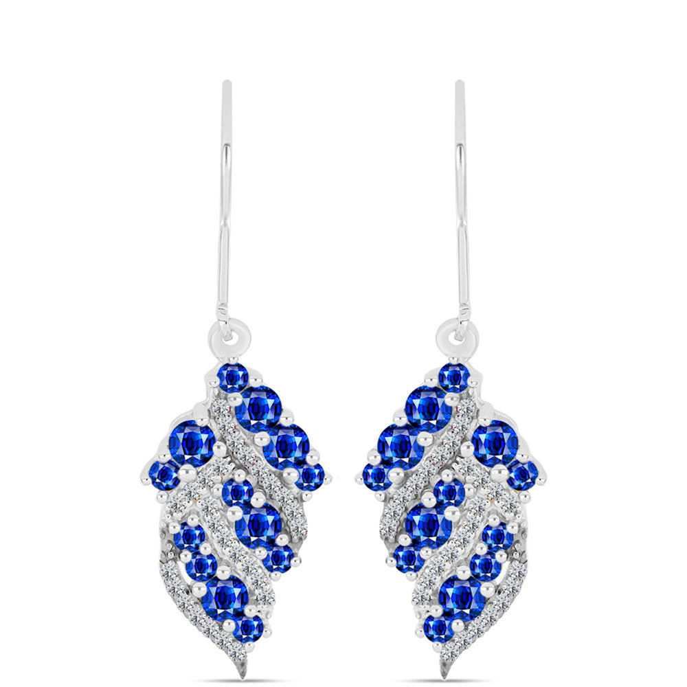 Pendientes de Plata con Zafiro Azul Australiano y Topacio Blanco 1 