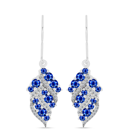 Pendientes de Plata con Zafiro Azul Australiano y Topacio Blanco