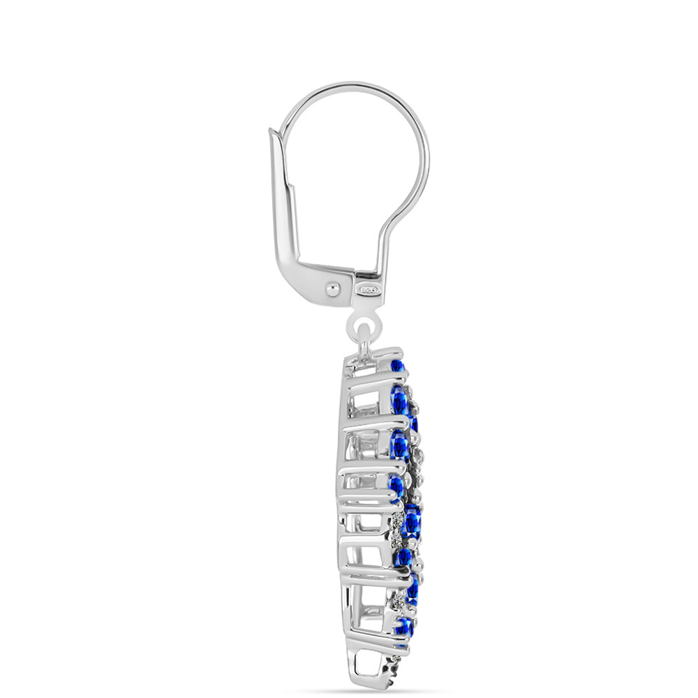 Pendientes de Plata con Zafiro Azul Australiano y Topacio Blanco 2 