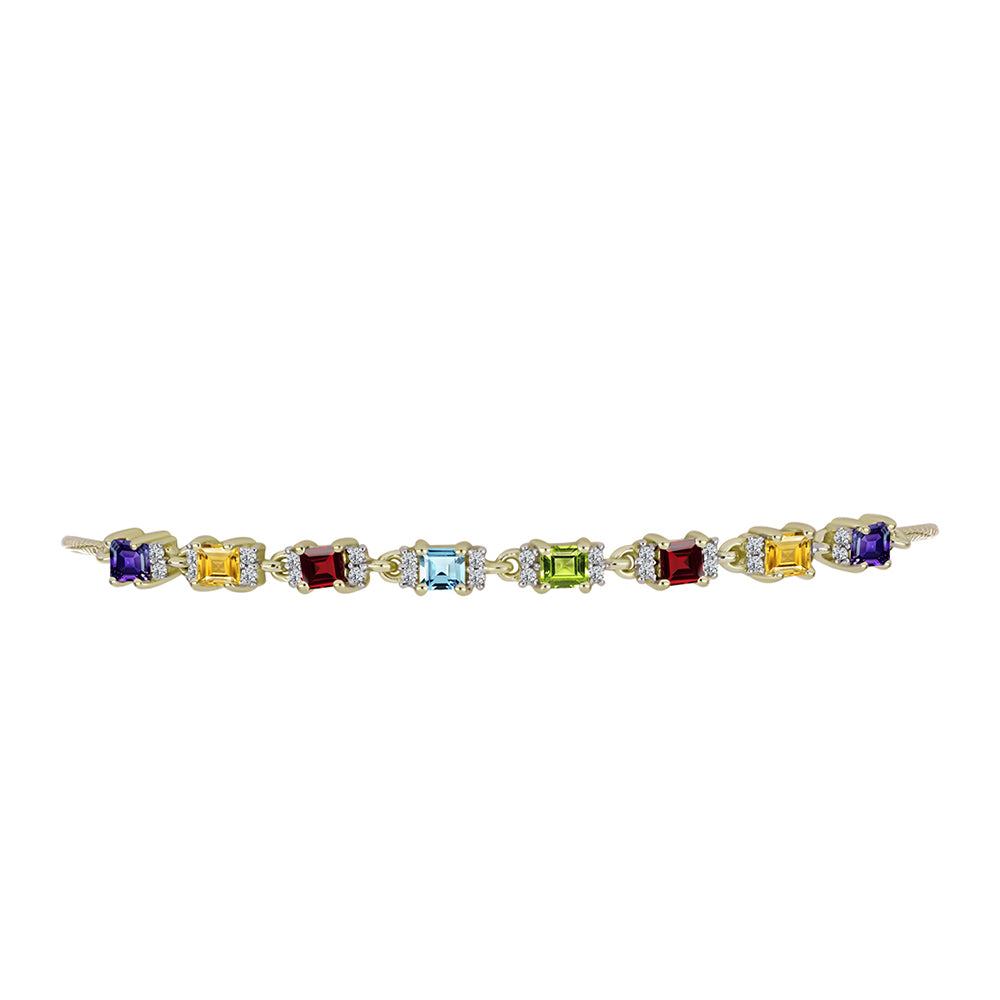 Pulsera de Plata Bañada en Oro con Granate Barton y Amatista de Marruecos