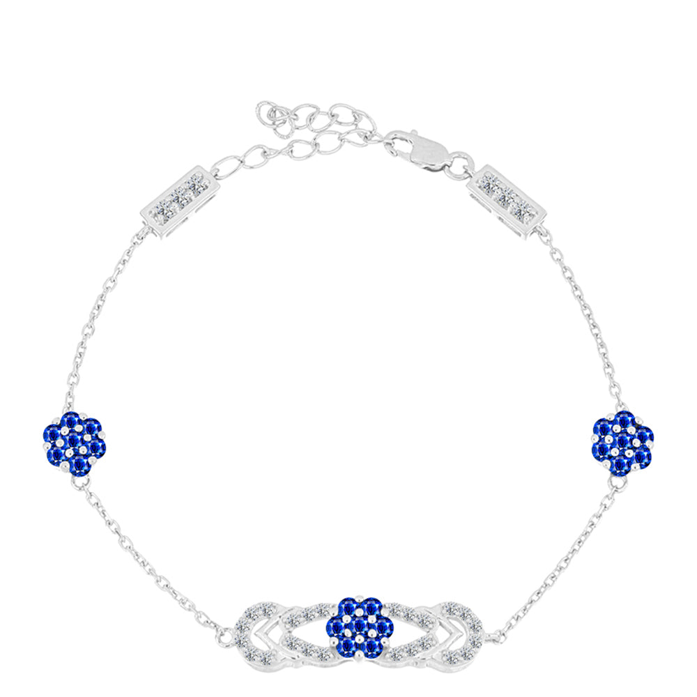 Pulsera de Plata con Zafiro Azul Australiano y Topacio Blanco 1 
