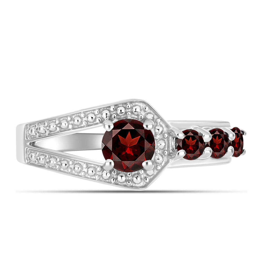 Anillo de Plata con Granate Barton y Topacio Blanco