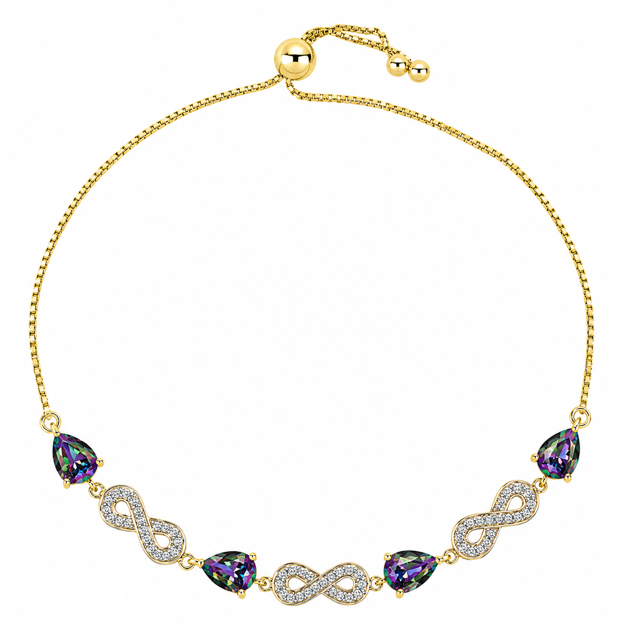 Pulsera de Plata Bañada en Oro con Topacio Místico y Topacio Blanco 1 
