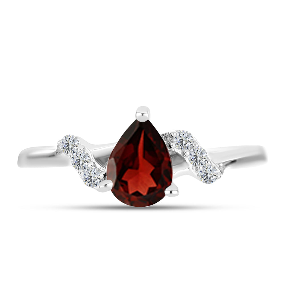 Anillo de Plata con Granate Barton y Topacio Blanco