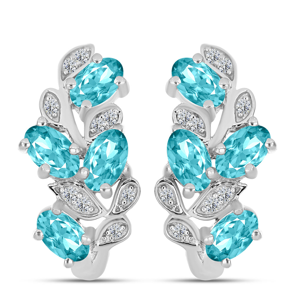 Pendientes de Plata con Cuarzo Paraiba y Topacio Blanco 1 