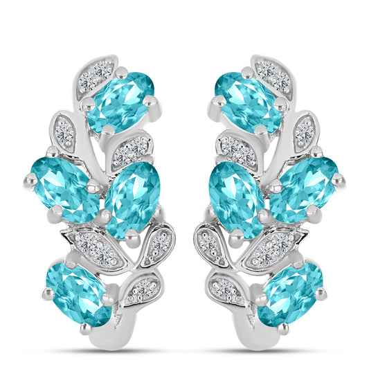 Pendientes de Plata con Cuarzo Paraiba y Topacio Blanco