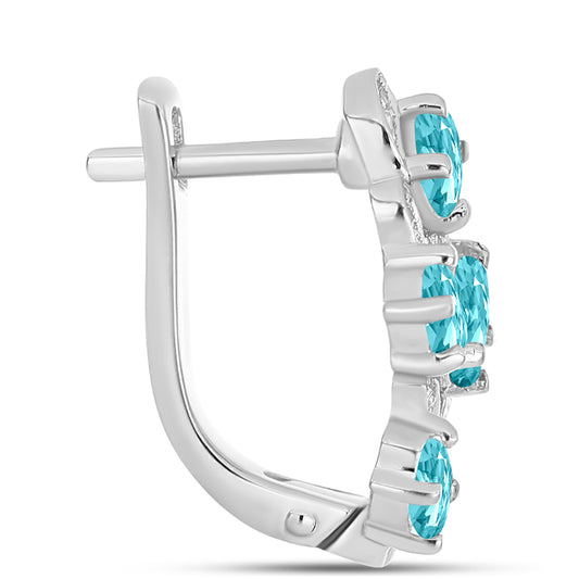Pendientes de Plata con Cuarzo Paraiba y Topacio Blanco