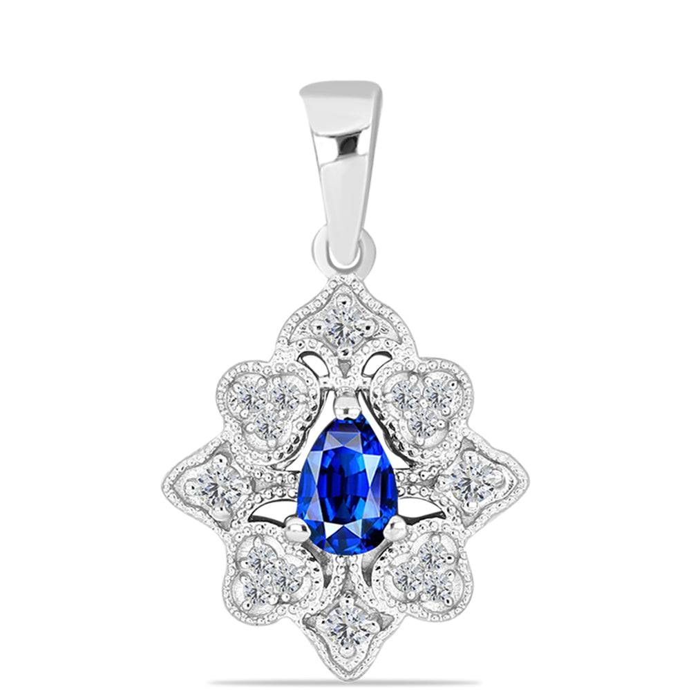 Colgante de Plata con Zafiro Azul Australiano y Topacio Blanco