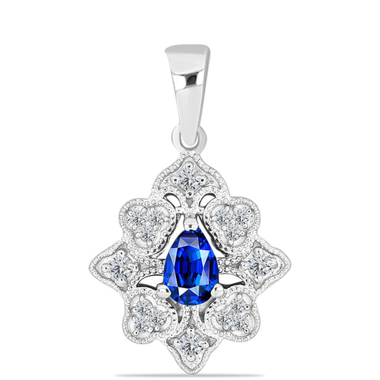 Colgante de Plata con Zafiro Azul Australiano y Topacio Blanco