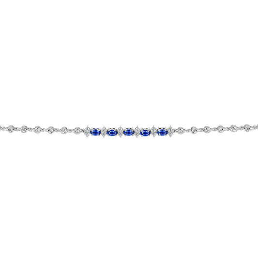 Pulsera de Plata con Zafiro Azul Australiano y Topacio Blanco