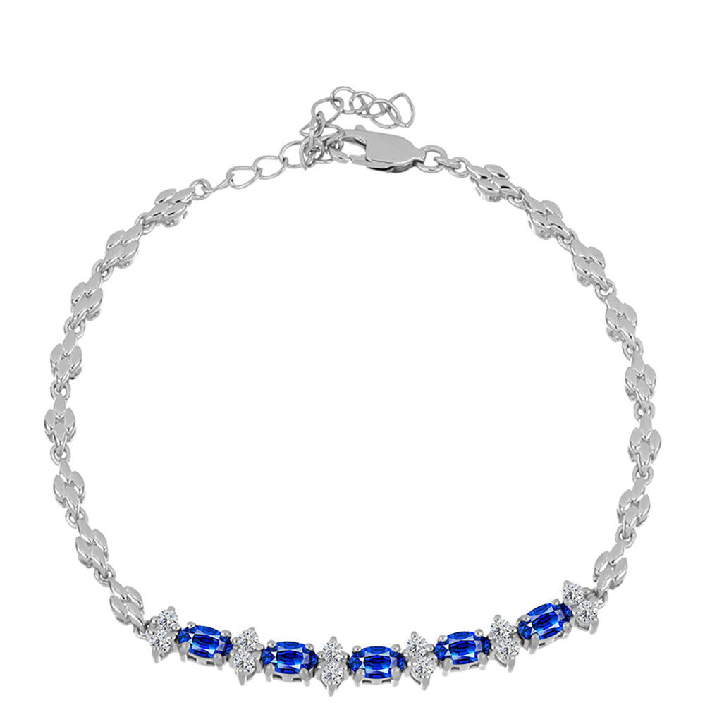 Pulsera de Plata con Zafiro Azul Australiano y Topacio Blanco 1 