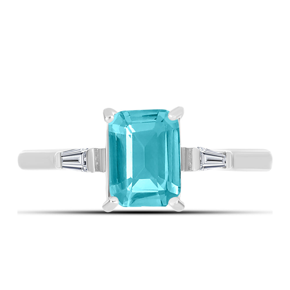 Anillo de Plata con Cuarzo Paraiba y Zircón Blanco