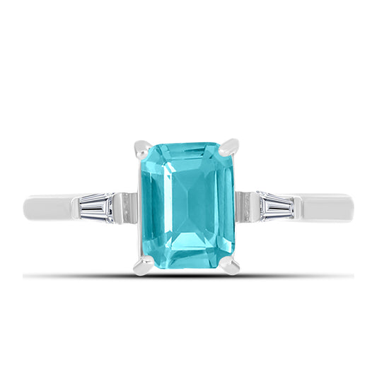 Anillo de Plata con Cuarzo Paraiba y Zircón Blanco