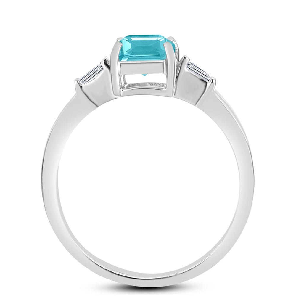 Anillo de Plata con Cuarzo Paraiba y Zircón Blanco