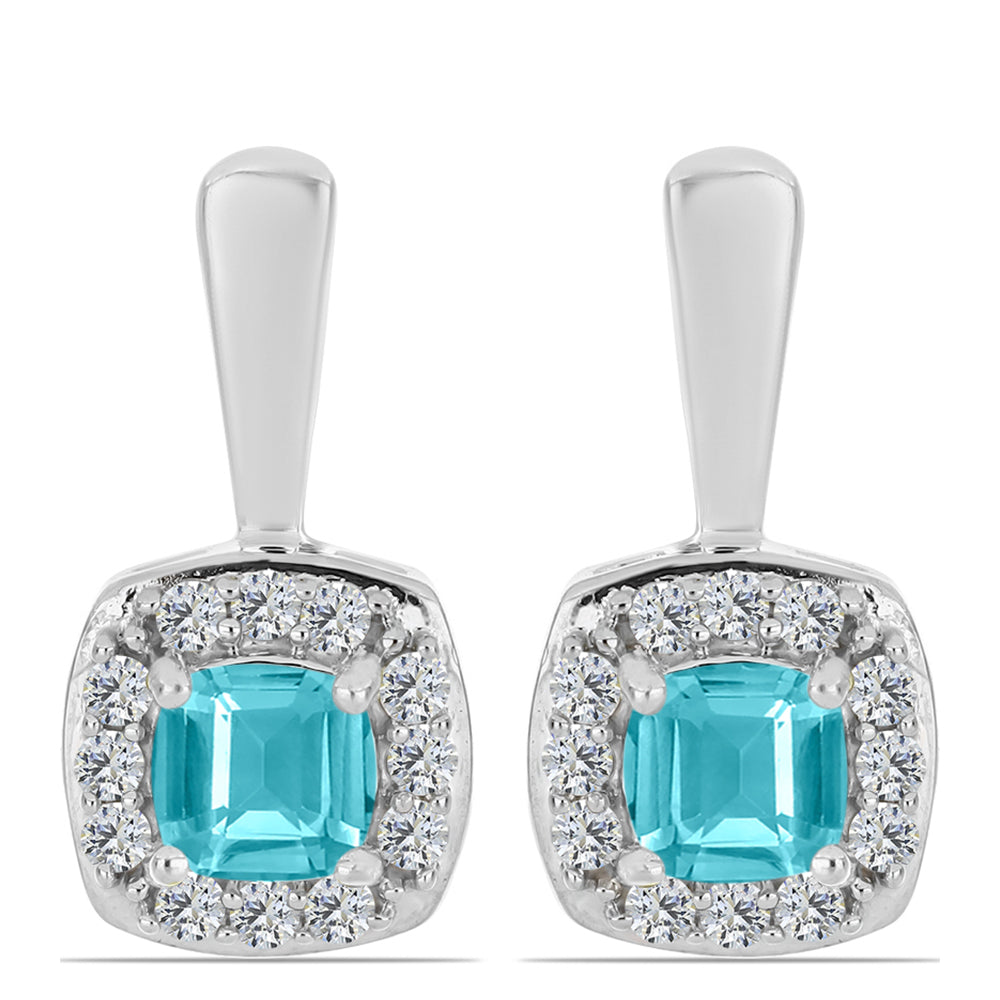 Pendientes de Plata con Cuarzo Paraiba y Topacio Blanco 1 