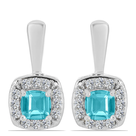 Pendientes de Plata con Cuarzo Paraiba y Topacio Blanco