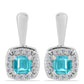 Pendientes de Plata con Cuarzo Paraiba y Topacio Blanco