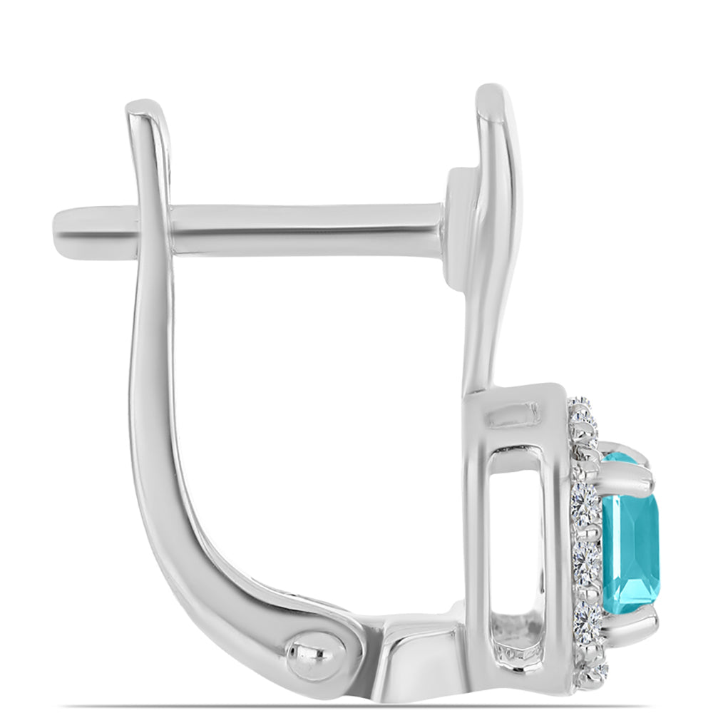 Pendientes de Plata con Cuarzo Paraiba y Topacio Blanco 2 