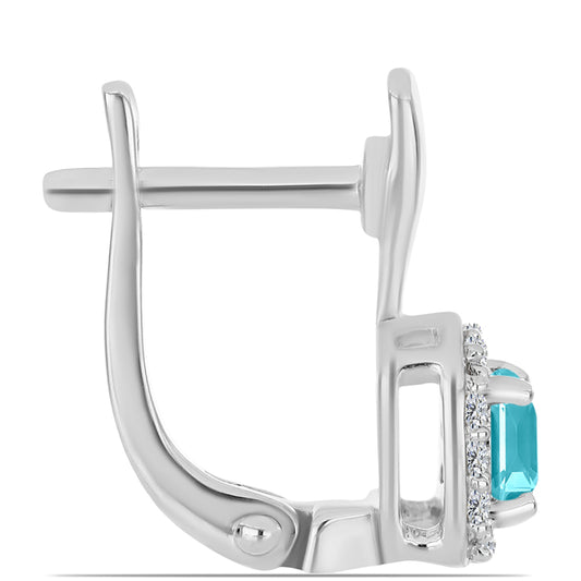 Pendientes de Plata con Cuarzo Paraiba y Topacio Blanco