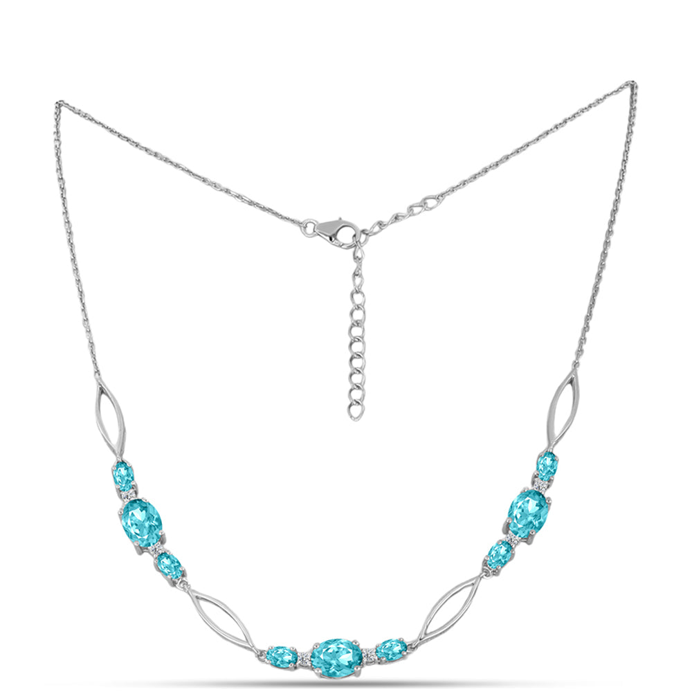 Collar de Plata con Cuarzo Paraiba y Topacio Blanco 1 