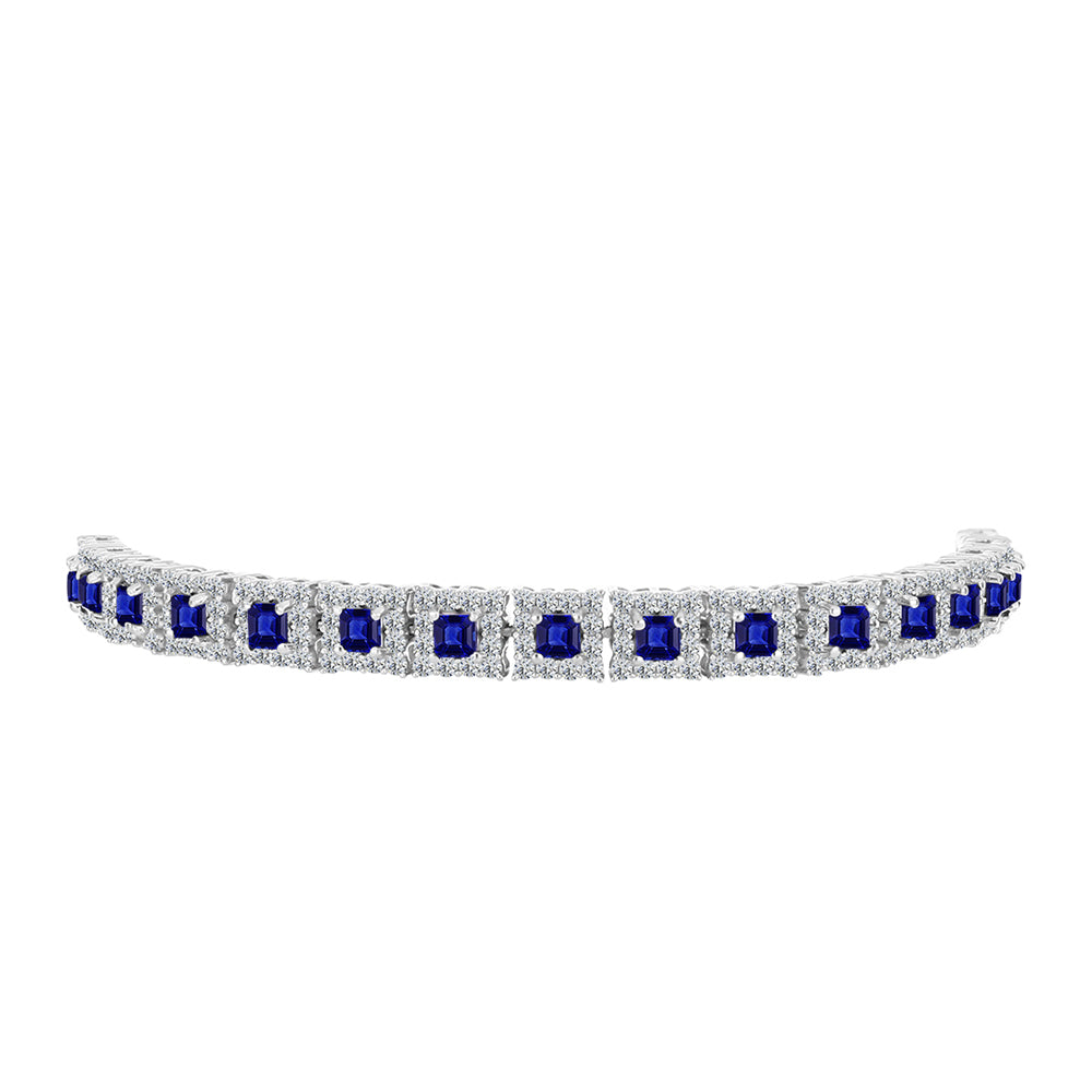 Pulsera de Plata con Zafiro Azul Australiano y Topacio Blanco