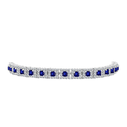 Pulsera de Plata con Zafiro Azul Australiano y Topacio Blanco