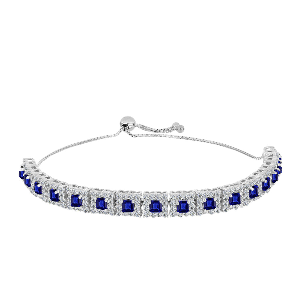 Pulsera de Plata con Zafiro Azul Australiano y Topacio Blanco 1 