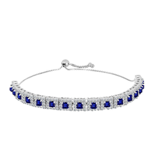 Pulsera de Plata con Zafiro Azul Australiano y Topacio Blanco