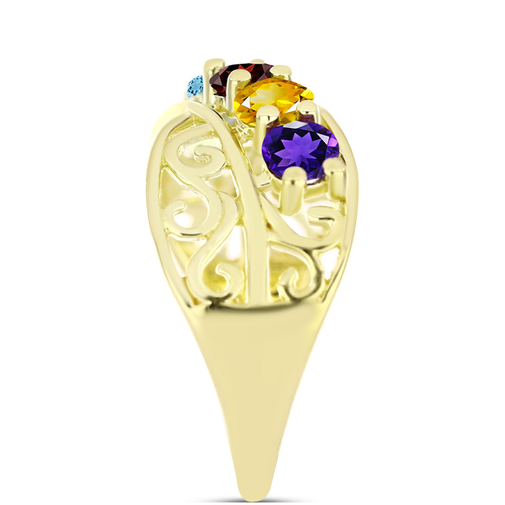 Anillo de Plata Bañada en Oro con Granate Barton y Amatista de Marruecos 4 