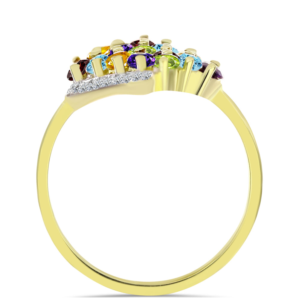 Anillo de Plata Bañada en Oro con Granate Barton y Amatista de Marruecos 2 