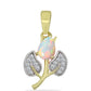 Colgante de Plata Bañada en Oro con Ópalo Welo y Topacio Blanco