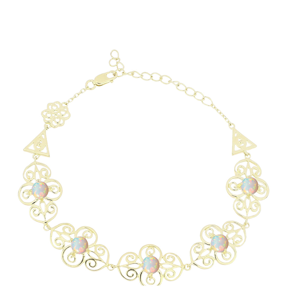 Pulsera de Plata Bañada en Oro con Ópalo Welo 1 