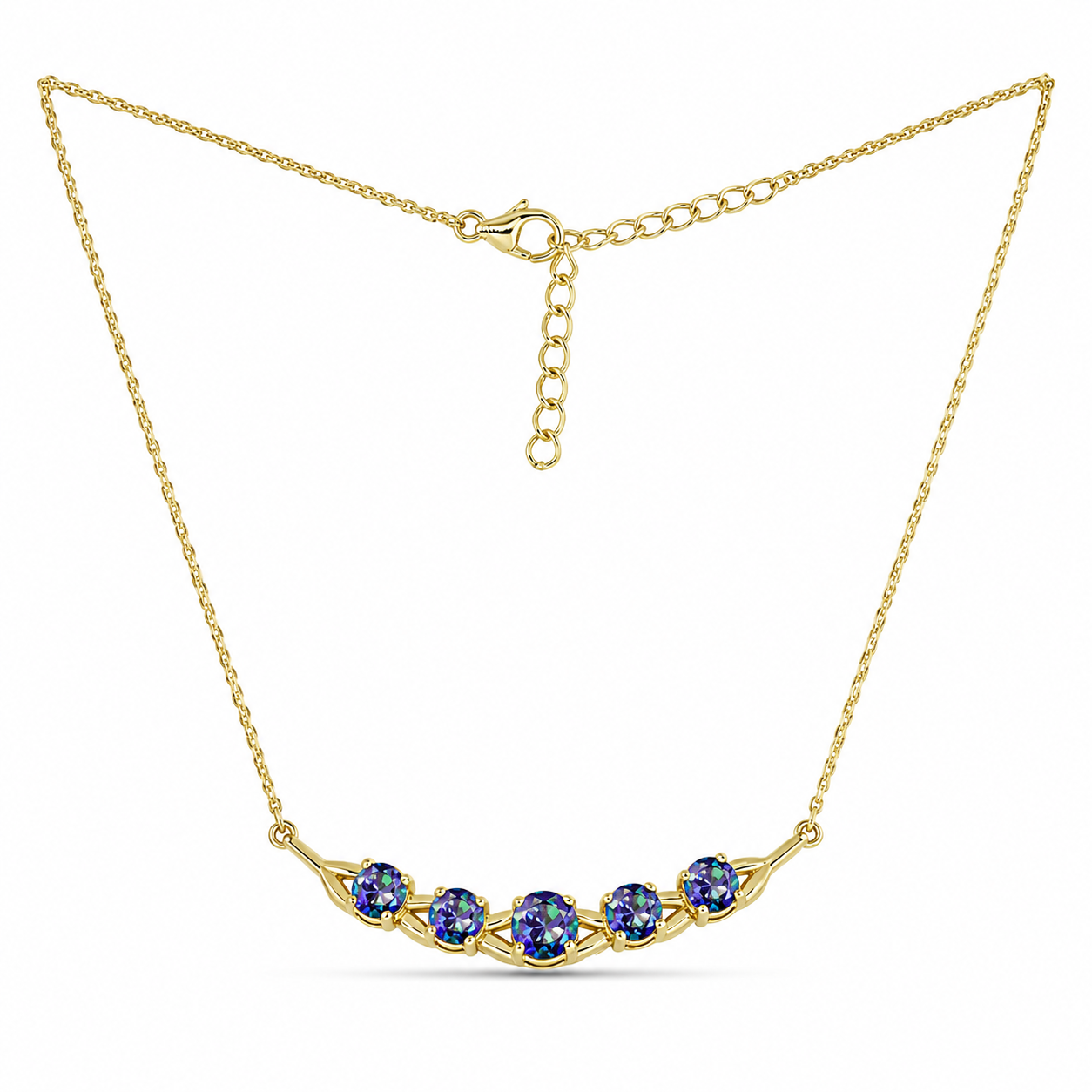 Collar de Plata Bañada en Oro con Topacio Místico y Topacio Blanco 1 